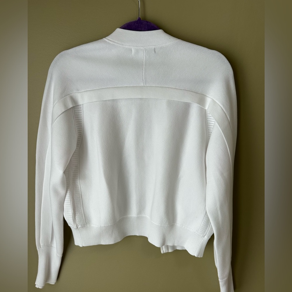 Athleta White Bomber Jacket with Textured Knit Design - Picture 4 of 4